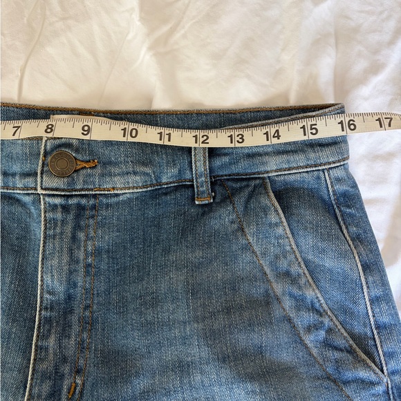 Current/Elliott Classic Wide Leg Blue Jeans with Cuff - Picture 3 of 5